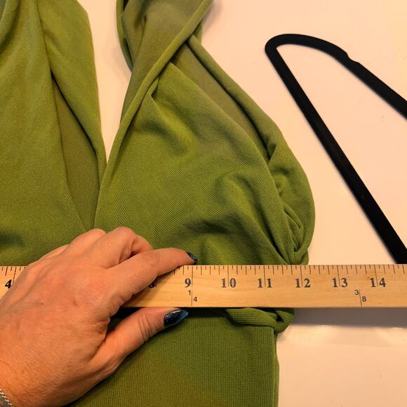 Zara Olive Green Plunging Sleeveless Bodycon Dress Size Small - Picture 7 of 7